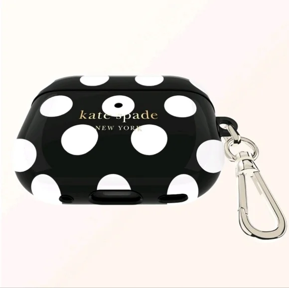 NWT Kate Spade Black and White Polka Dot AirPods Pro Case - Picture 5 of 8